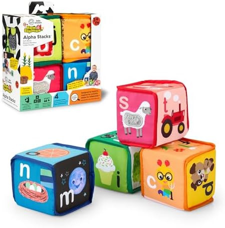 Baby Einstein Alpha Stacks Baby Learning Blocks, Soft, Multisensory Stacking Toys with Letters A-... | Amazon (US)