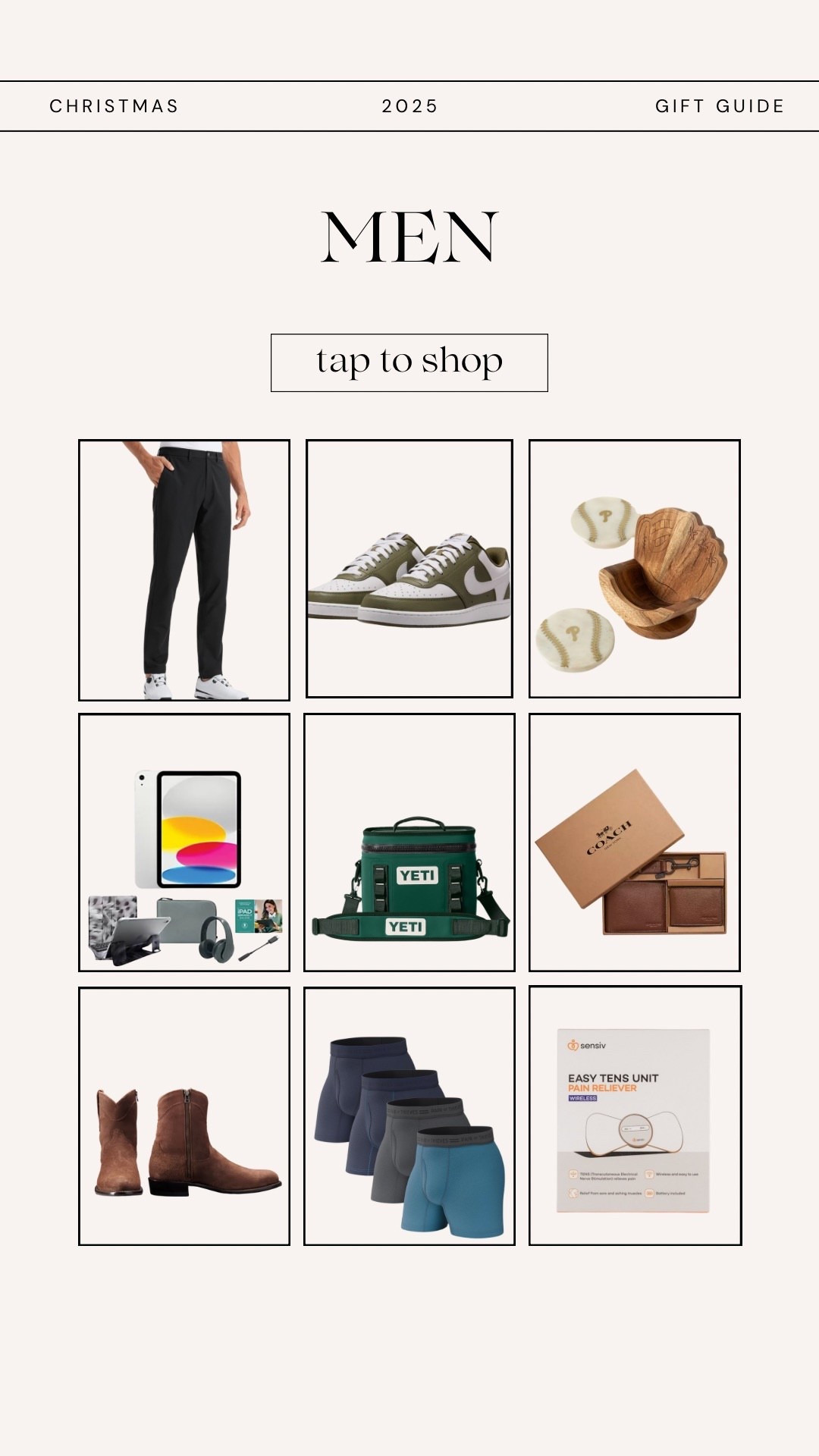 GIFT GUIDE FOR MEN

#LTKGiftGuide #LTKMens #LTKHoliday