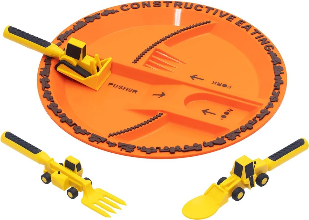 Constructive Eating Plate and Utensils Set Construction - Made in USA - Toddler Dinnerware, Kids ... | Amazon (US)