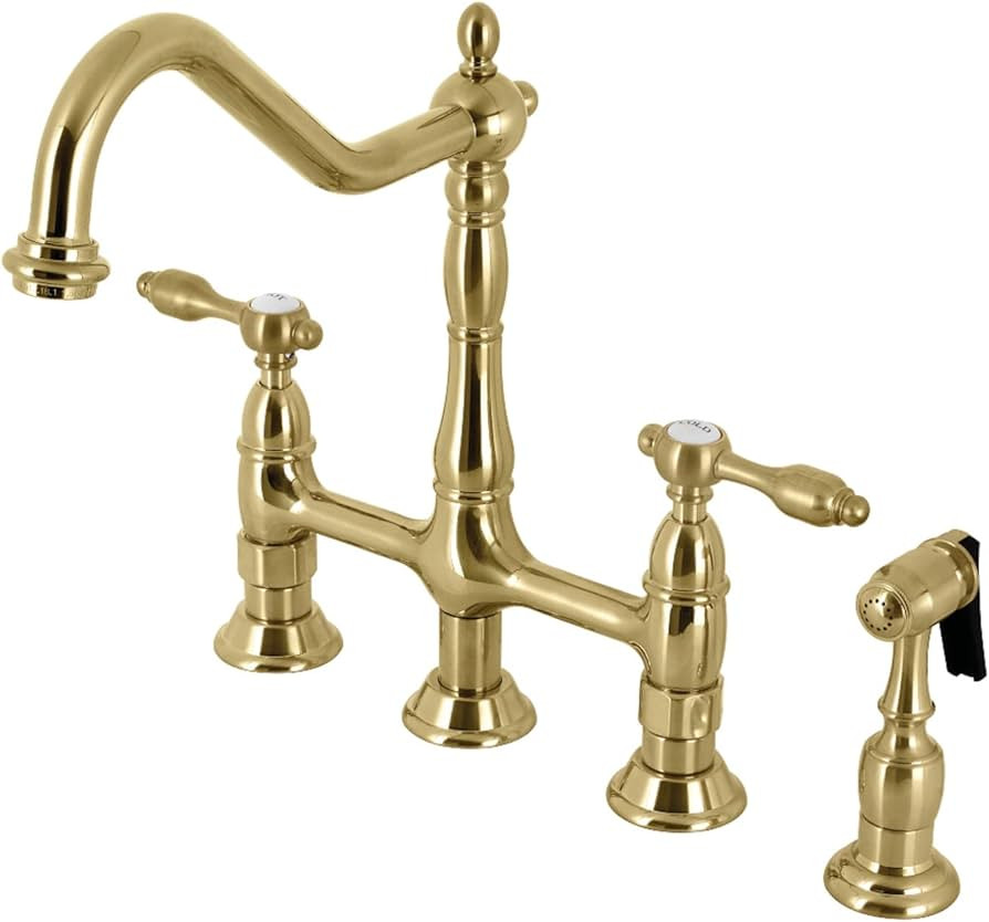 Kingston Brass KS1277TALBS Tudor Bridge Kitchen Faucet Sprayer, Brushed Brass | Amazon (US)