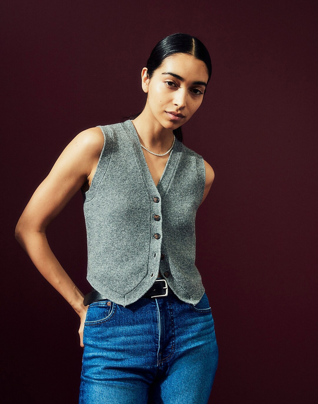 V-Neck Button-Front Sweater Vest | Madewell