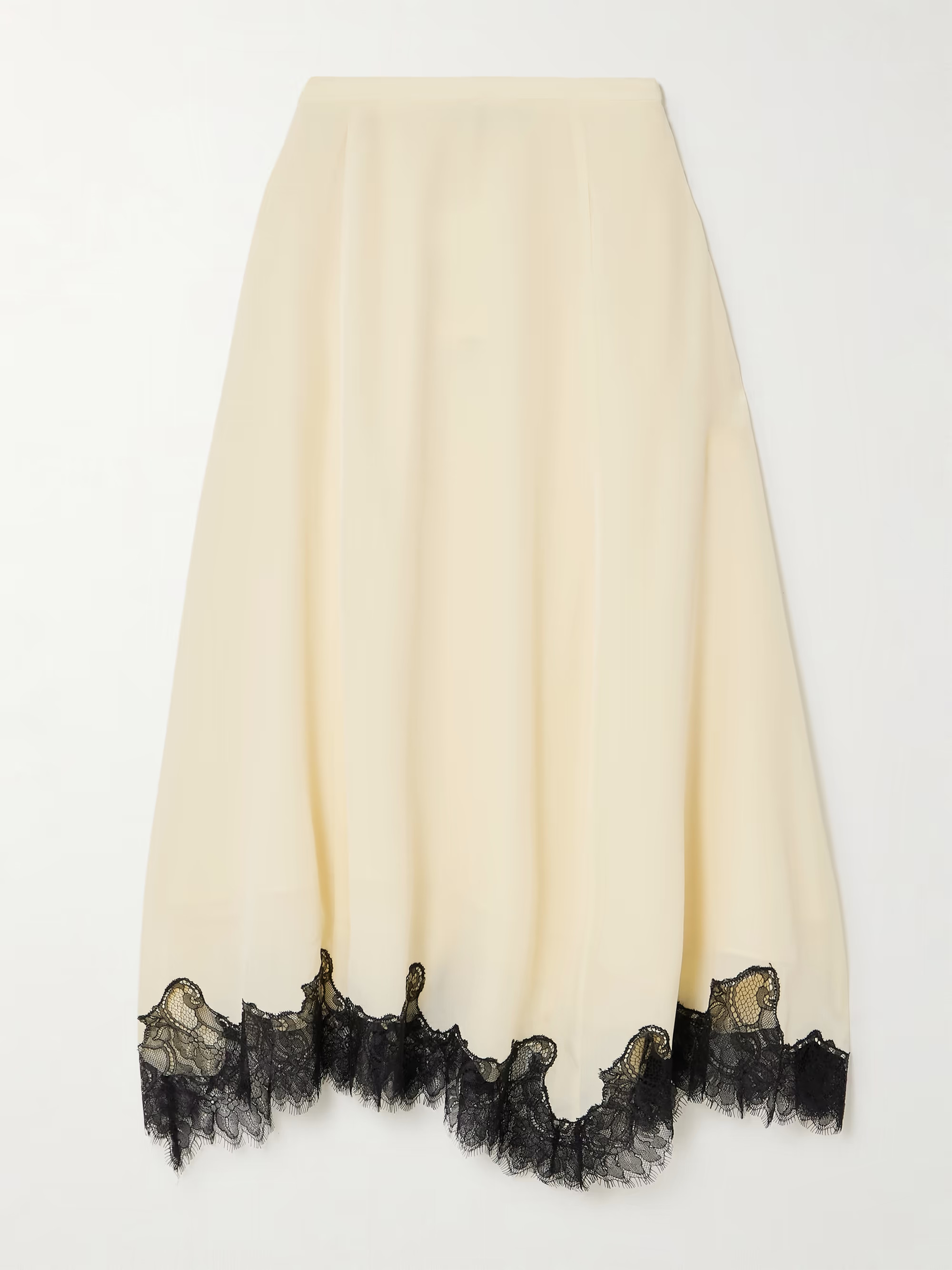 Rosine lace-trimmed silk crepe de chine midi skirt | NET-A-PORTER (US)