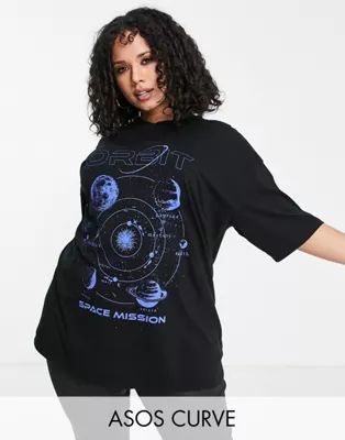 ASOS DESIGN Curve oversized t-shirt with space orbit front print | ASOS | ASOS (Global)