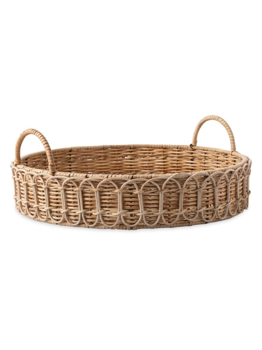 Provence Rattan Whitewash Round Tray | Saks Fifth Avenue