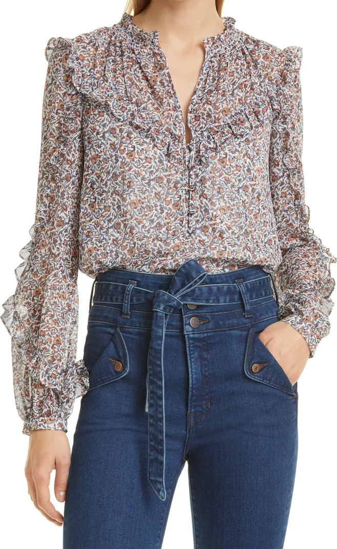 Abra Floral Print Ruffle Blouse | Nordstrom