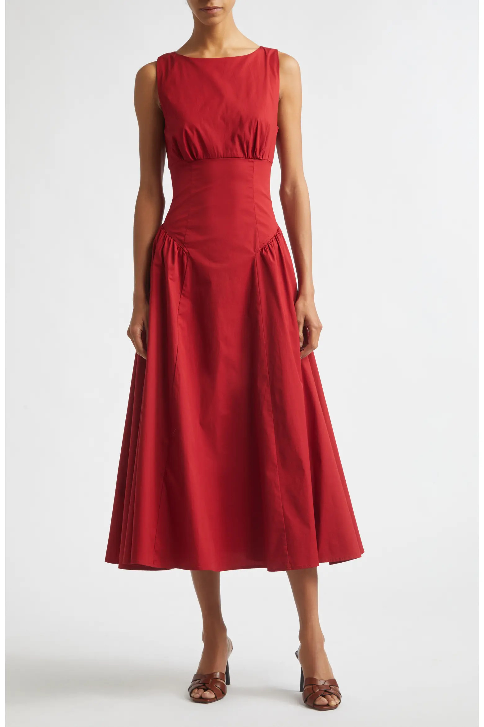 STAUD Gwen Drop Waist A-Line Midi Dress (Women) | Nordstrom | Nordstrom