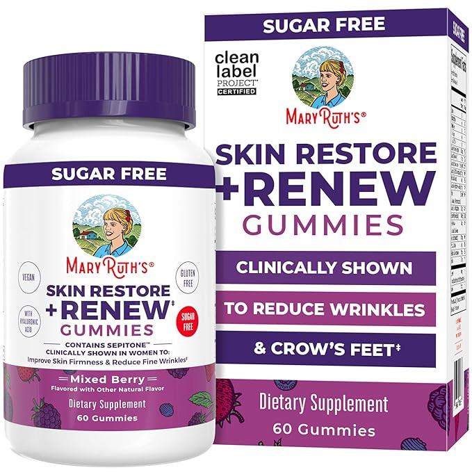 MaryRuth's Skin Restore + Renew Gummies With Hyaluronic Acid | Skin Hydration | Clinically Shown ... | Amazon (US)