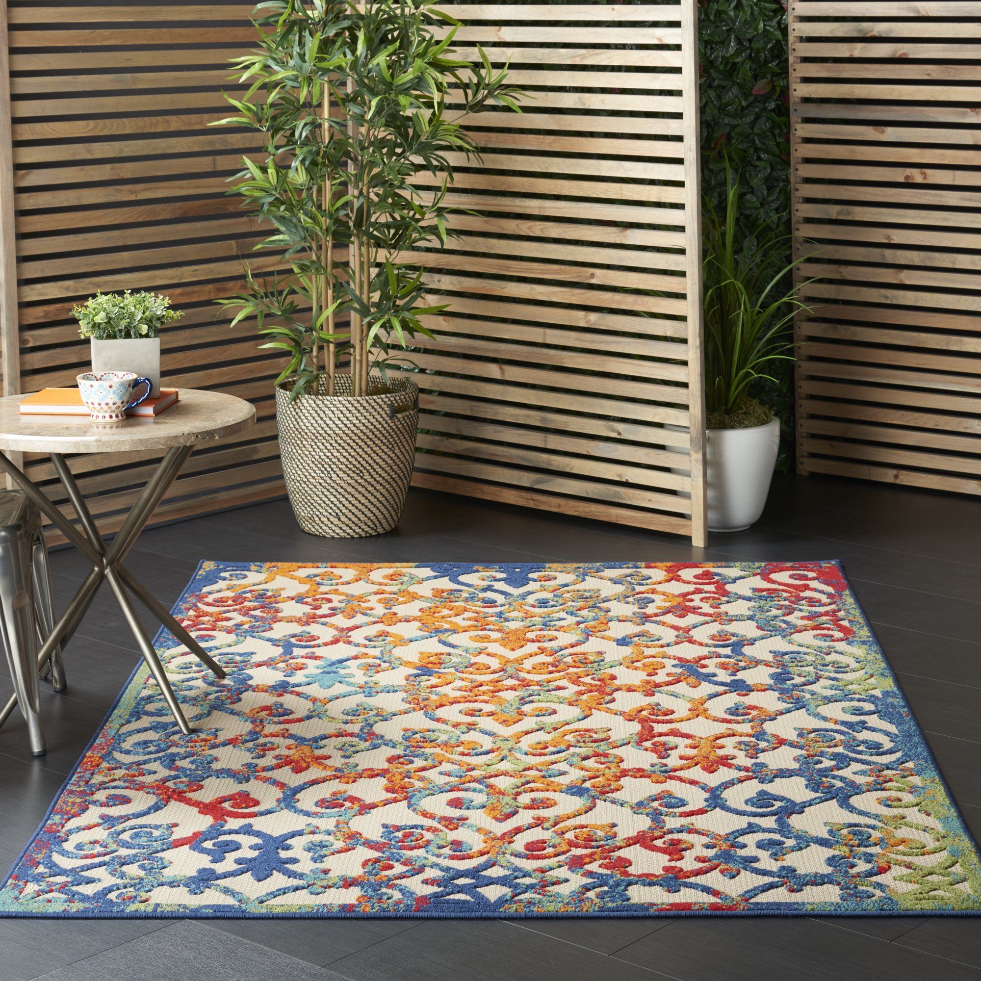 Nourison Aloha Indoor-outdoor Damask Multicolor Area Rug | Walmart (US)