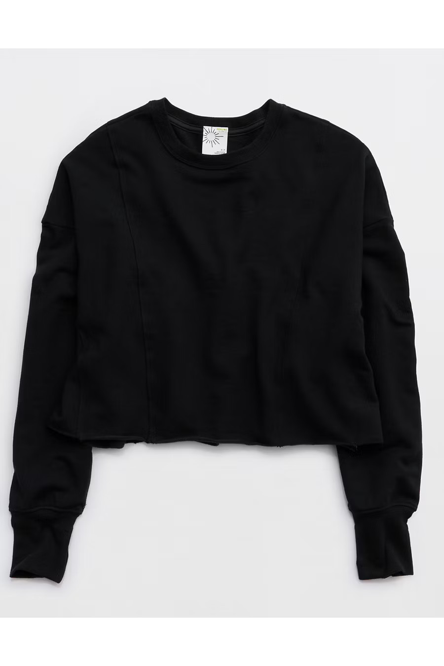 OFFLINE By Aerie OTT Seamed Crewneck Sweatshirt Women's True Black XXS | Aerie