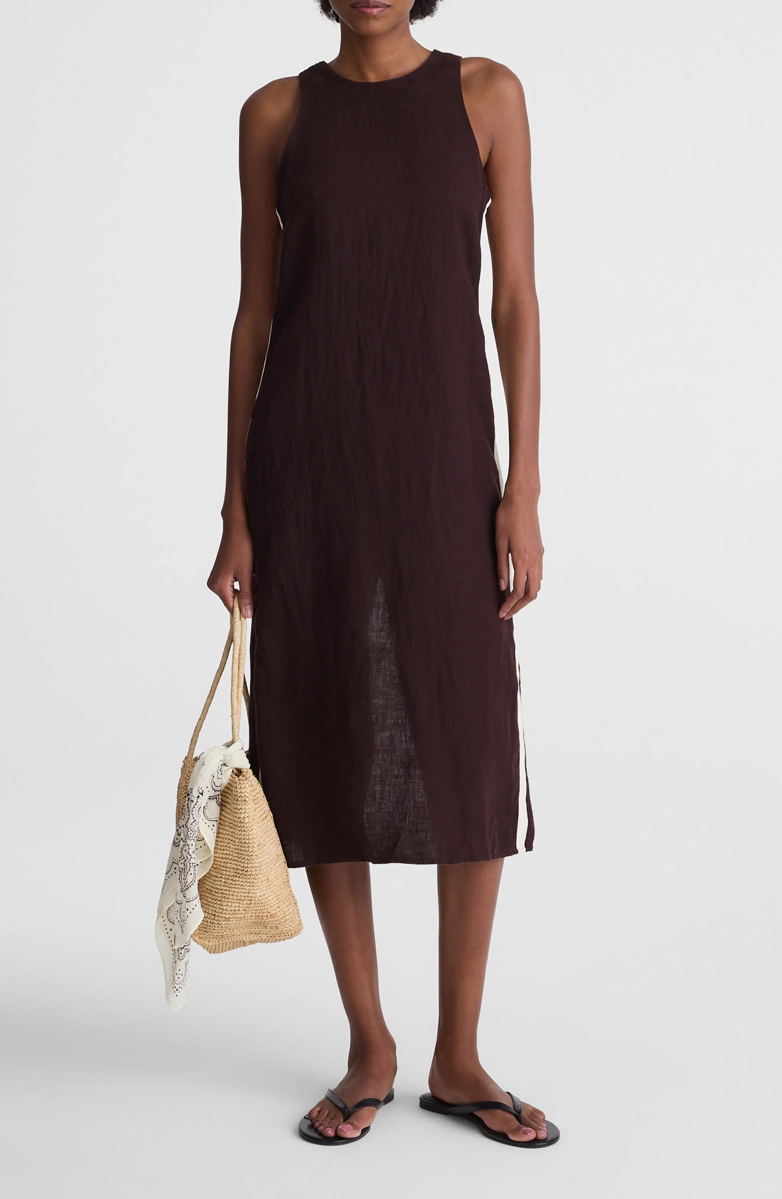 Madewell Sleeveless Linen Maxi Dress in Cocoa at Nordstrom, Size 8 | Nordstrom