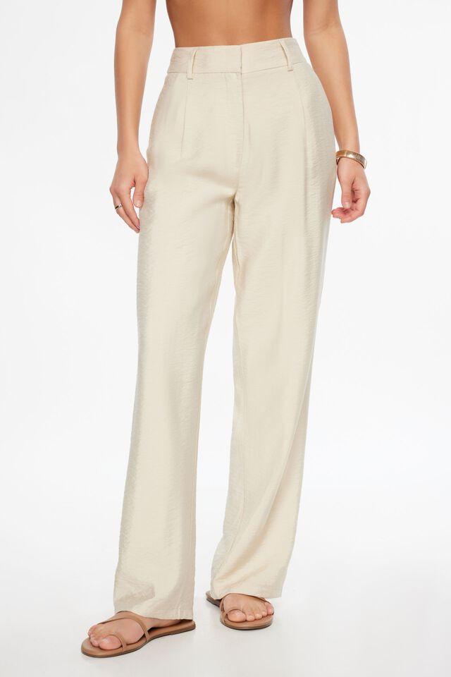 Sofia Crinkled Pleated Straight Leg Pants | Dynamite Clothing