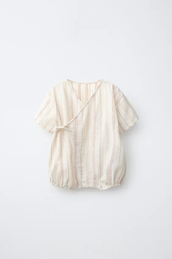 CONTRAST TOPSTITCHING KIMONO ROMPER | Zara US