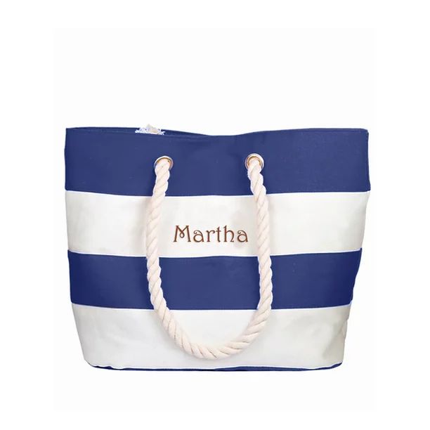 Personalized Large Blue Canvas Beach Tote Bag w/Laser Engraved Name | Walmart (US)