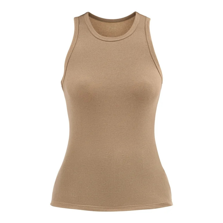 No Boundaries Ribbed High Neck Tank Top, Women's | Walmart (US)