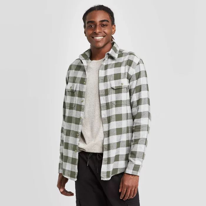 Men’s Standard Fit Long Sleeve 2-Pocket Flannel Button-Down Shirt - Goodfellow & Co™ | Target