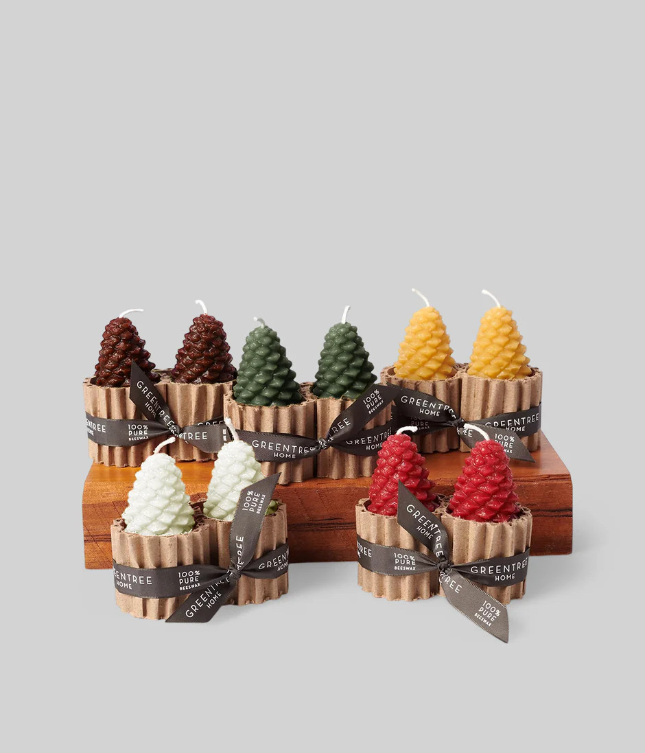 Beeswax Pine Cone Candle Set of 2 – Handcrafted Elegance | Bloomist, Inc