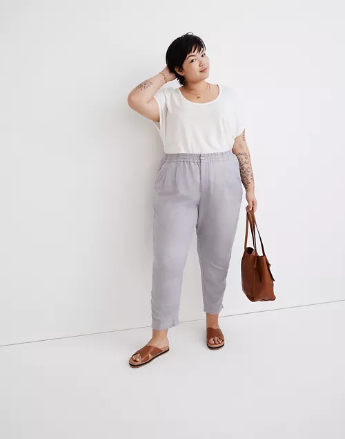 Plus Linen-Blend Pull-On Tapered Pants | Madewell