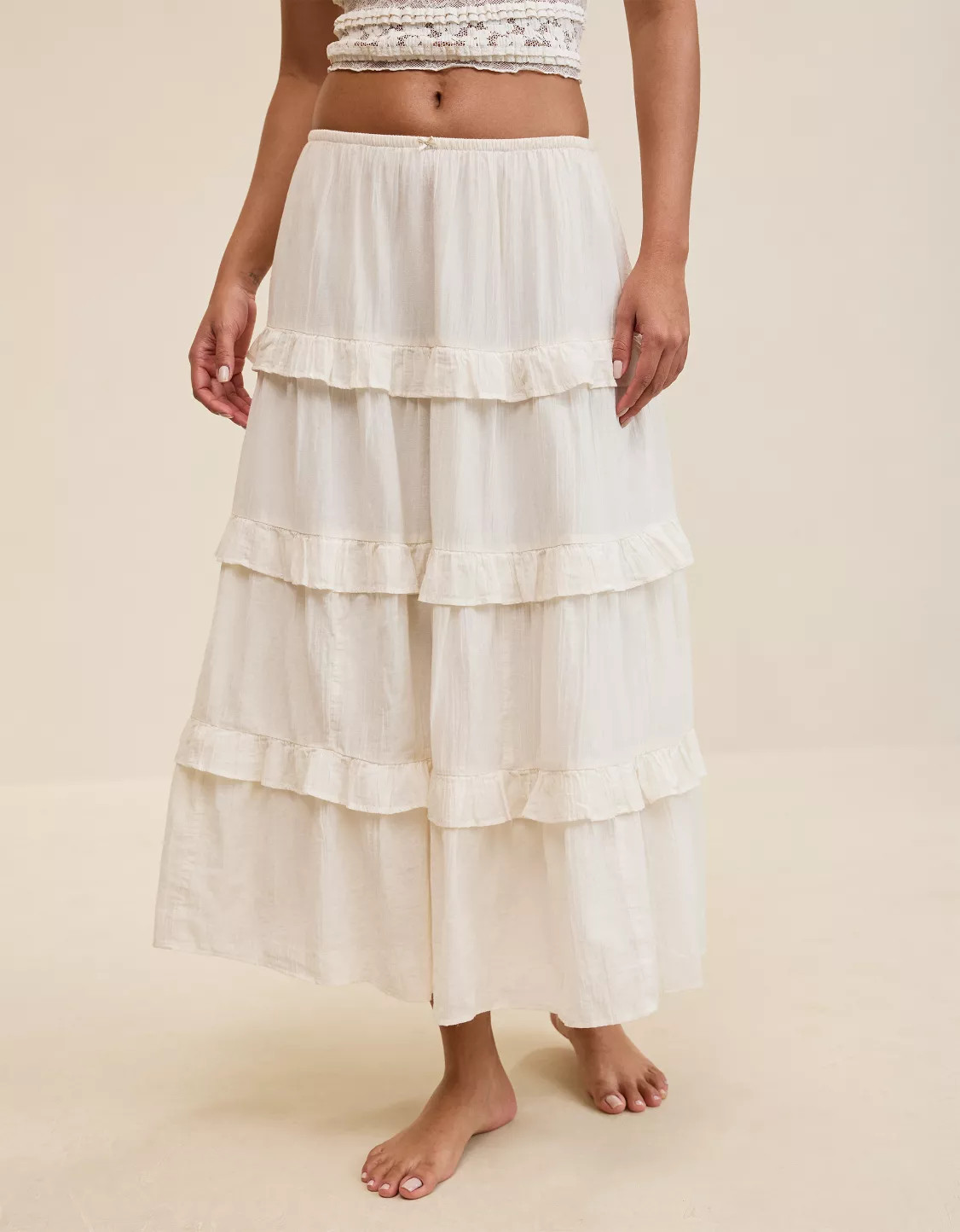 Aerie Ready To Ruffle Tiered Midaxi Skirt | Aerie