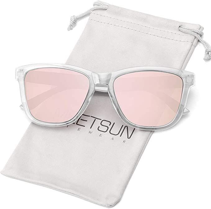 Amazon.com: MEETSUN Polarized Sunglasses for Women Men Classic Retro Designer Style (Clear Frame ... | Amazon (US)