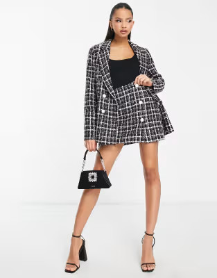 Miss Selfridge button up mini skirt in metallic plaid - part of a set  | ASOS | ASOS (Global)