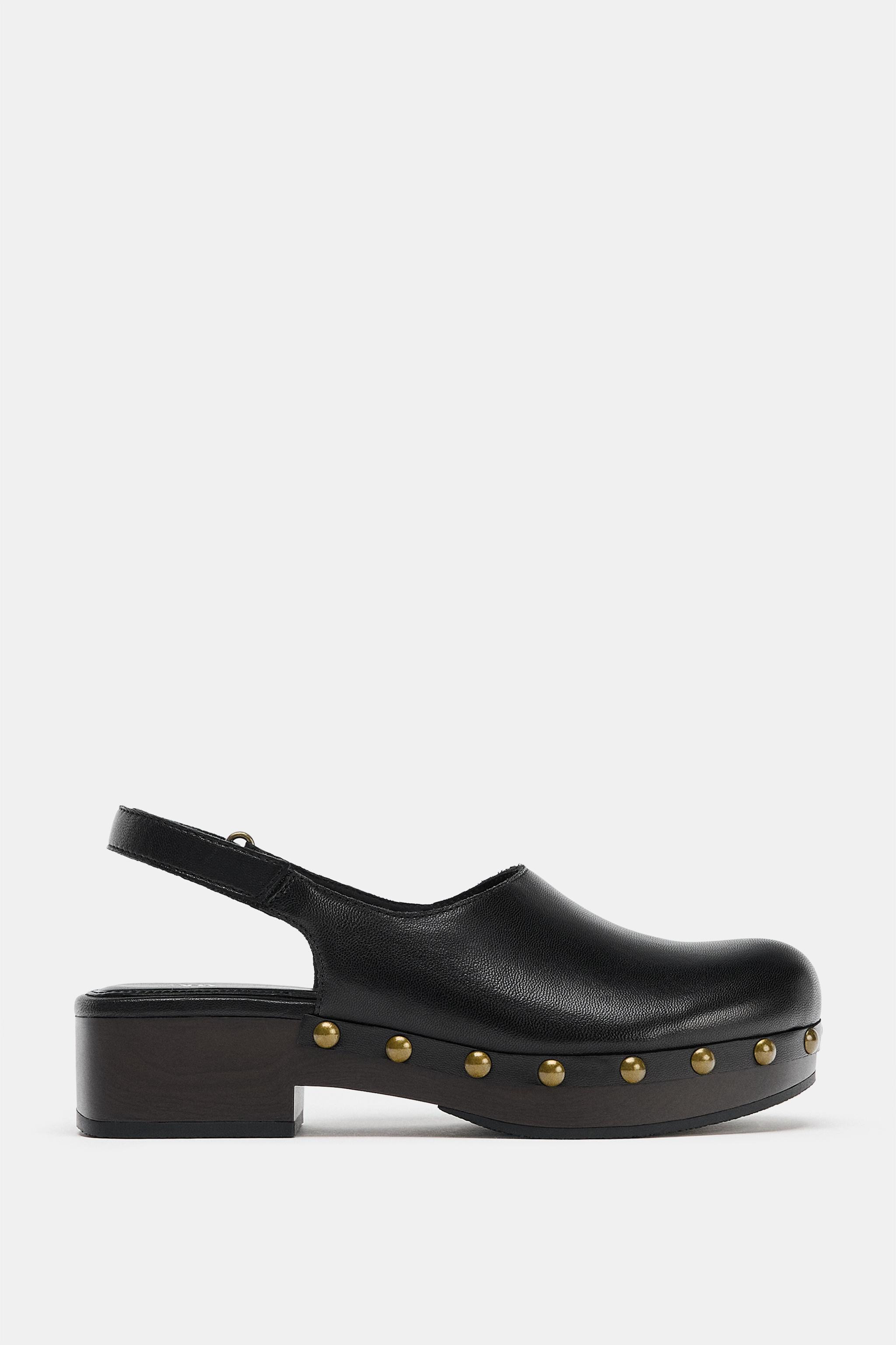 LEATHER CLOGS WITH STUDS | Zara AU