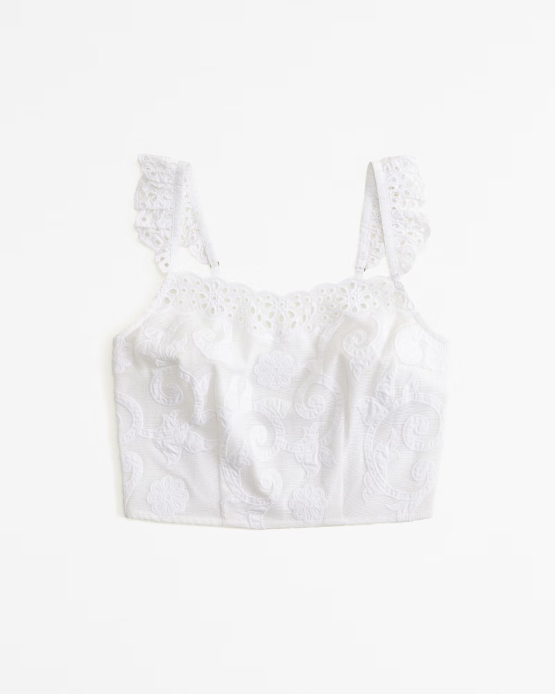 Ruffle Strap Eyelet Set Top | Abercrombie & Fitch (US)