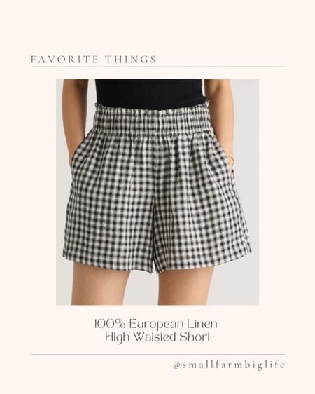 100% European linen high waisted shorts. Black and white plaid shorts. Summer outfit. Vacation outfit. Travel outfit  

#LTKSeasonal #LTKFindsUnder50 #LTKOver40