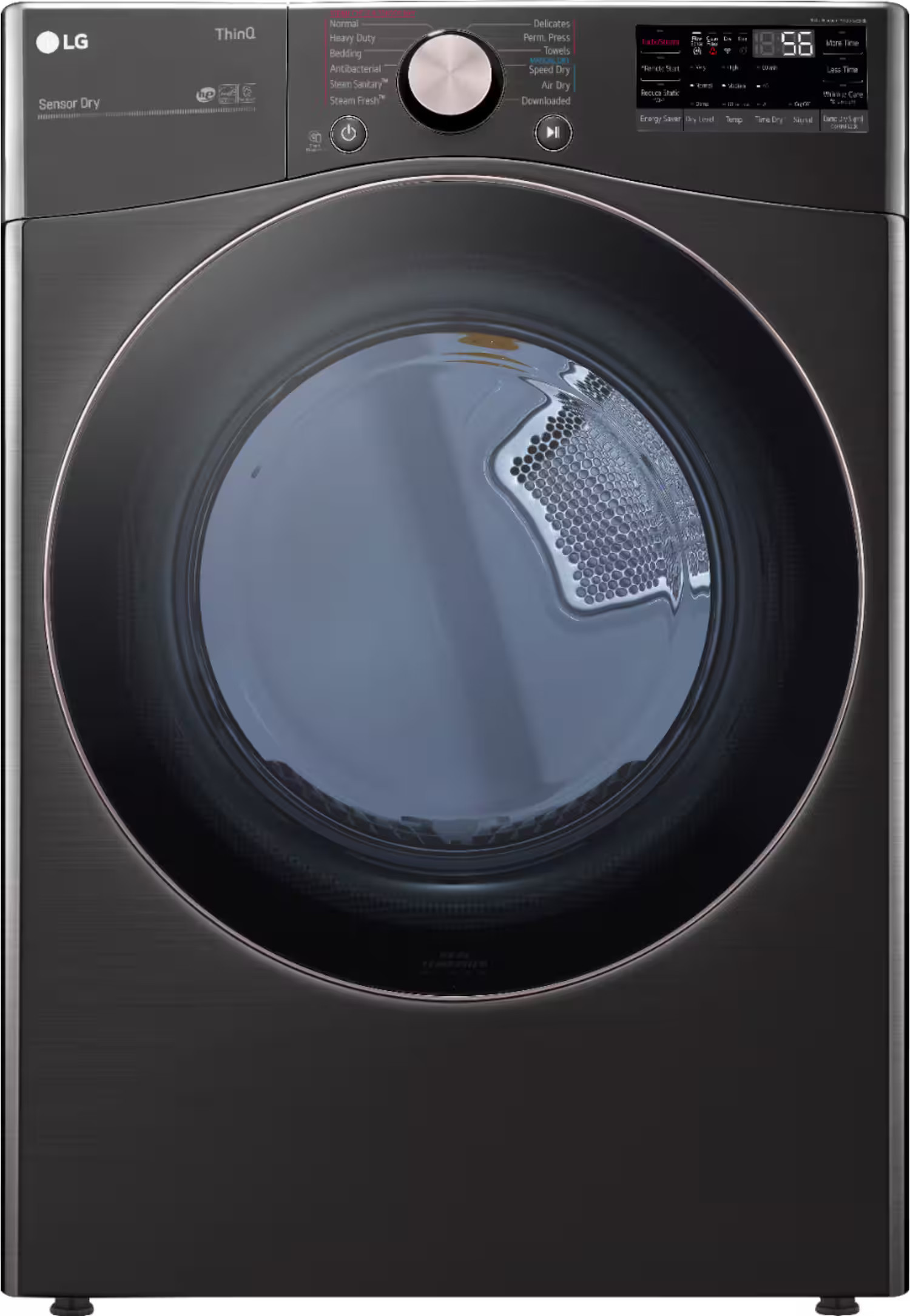 LG 7.4 Cu. Ft. Stackable Smart Electric Dryer with Steam and Built-In Intelligence Black Steel DL... | Best Buy U.S.