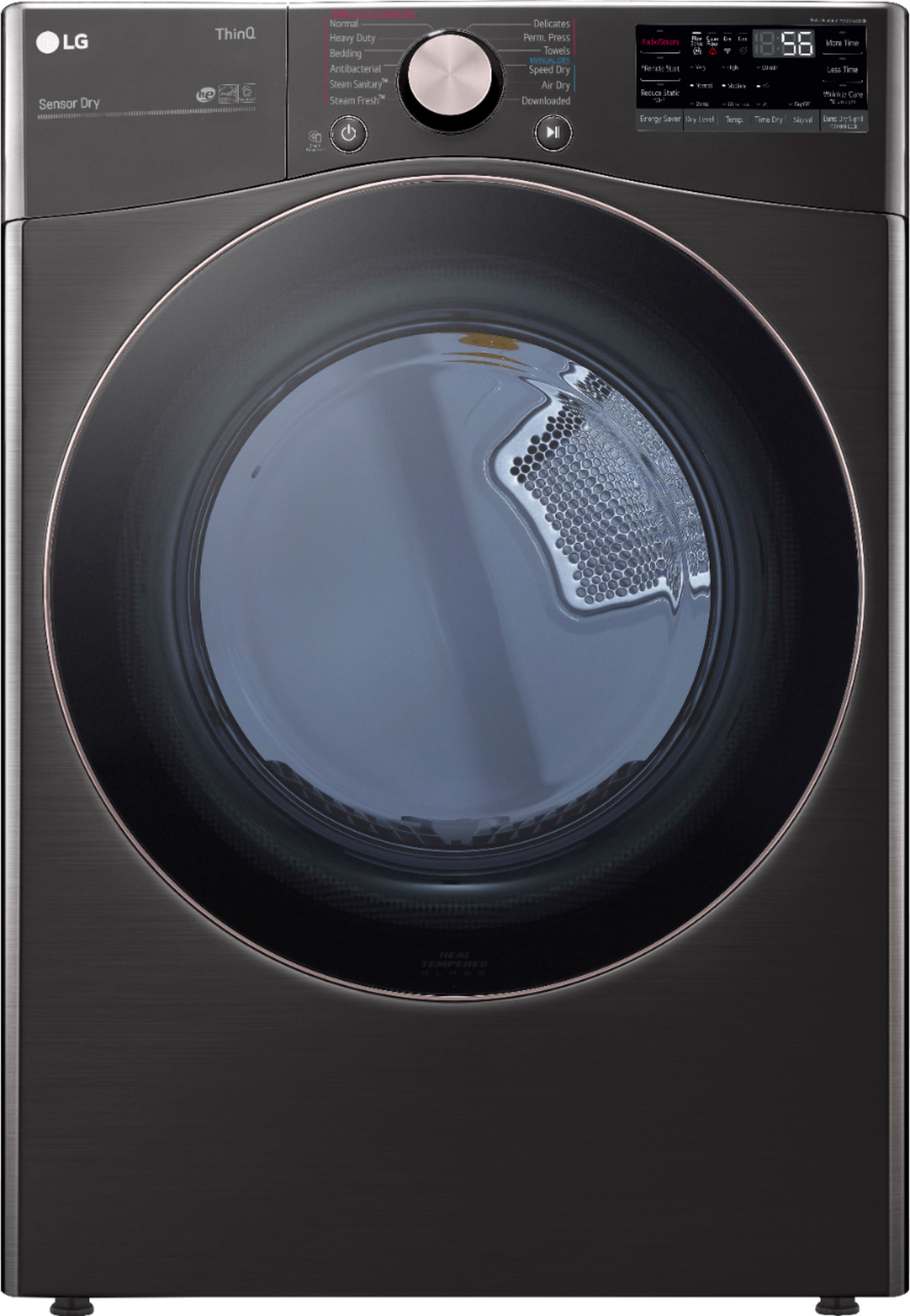 LG 7.4 Cu. Ft. Stackable Smart Electric Dryer with Steam and Built-In Intelligence Black Steel DL... | Best Buy U.S.