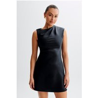 Granger Satin Structured Mini Dress - Black | MESHKI US