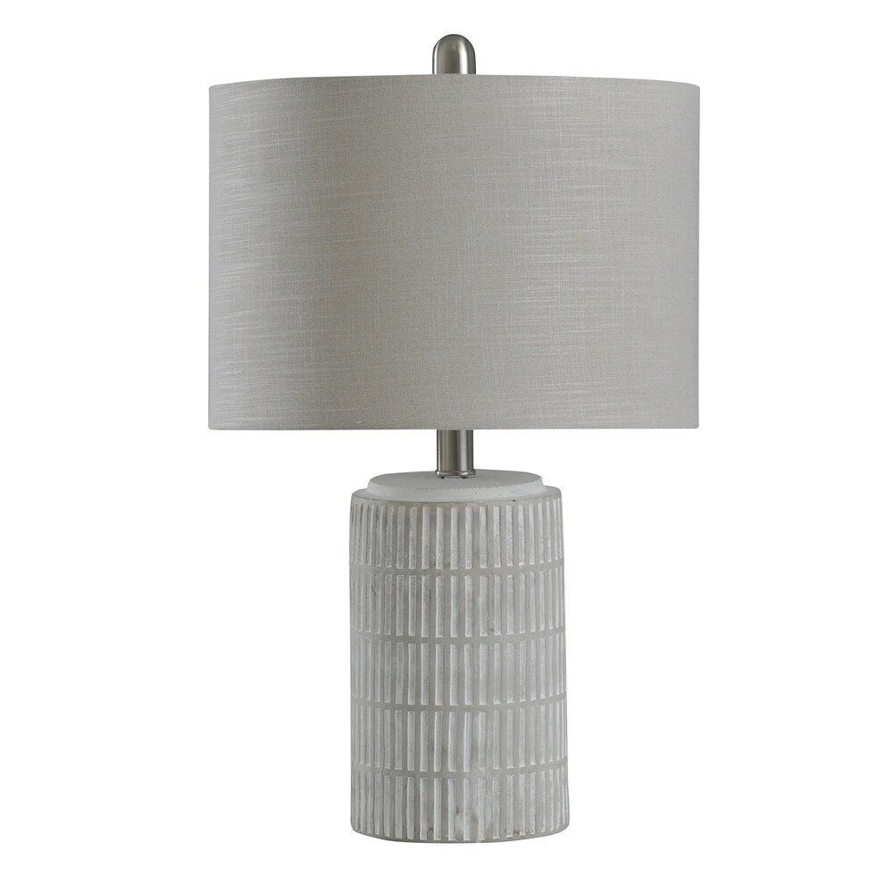 StyleCraft Joni Distressed Gray and White Table Lamp - Light Gray with Beige Shade (Distressed Gray, | Bed Bath & Beyond