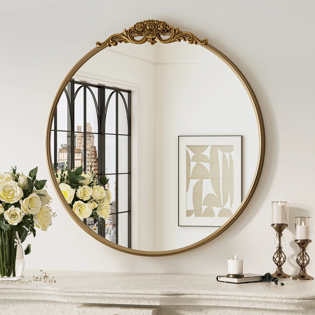 Stourbirdge Vintage Round Wall Accent Mirror with 1.2" Iron Frame | Wayfair North America