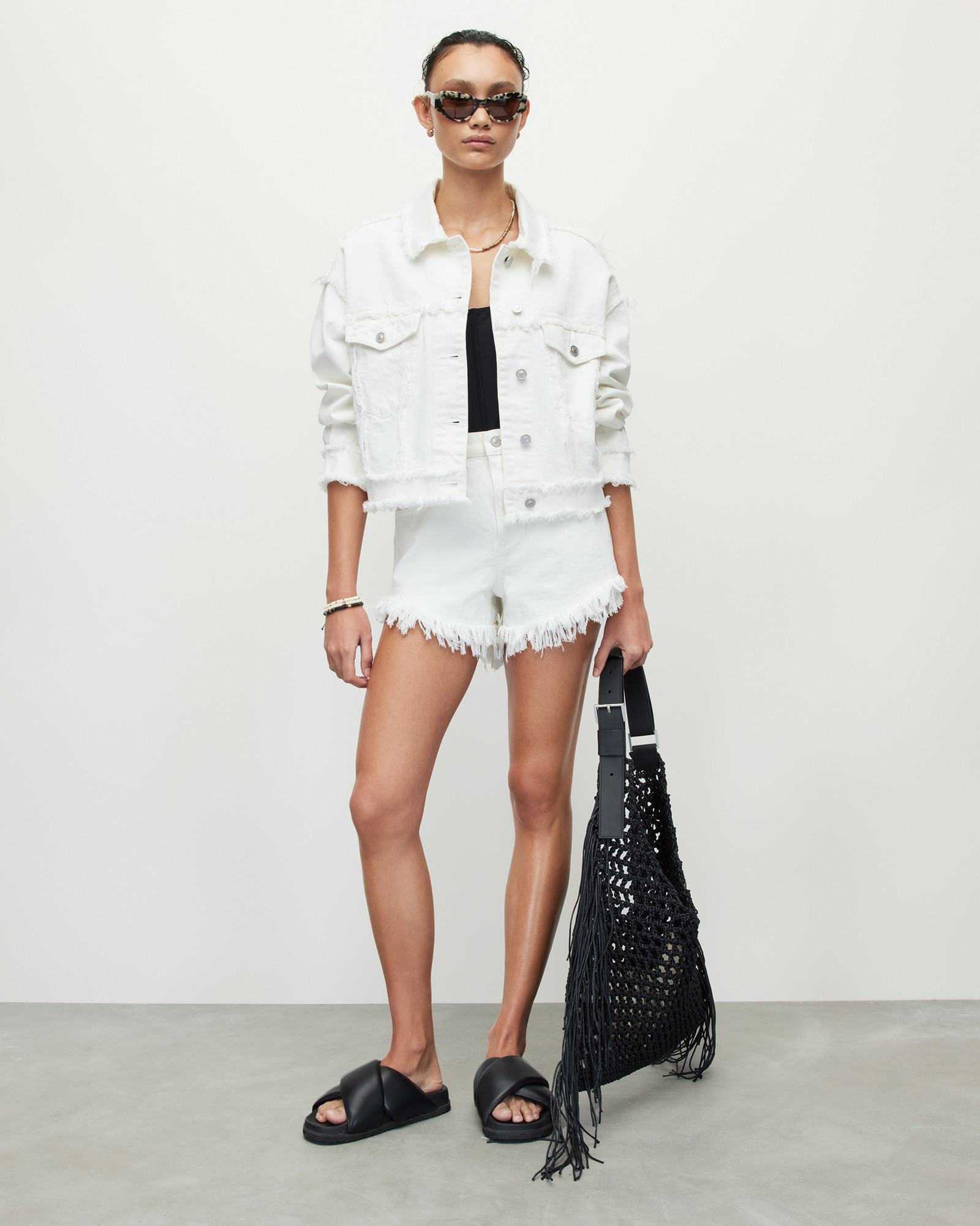 Astrid High-Rise Frayed Denim Shorts | AllSaints US