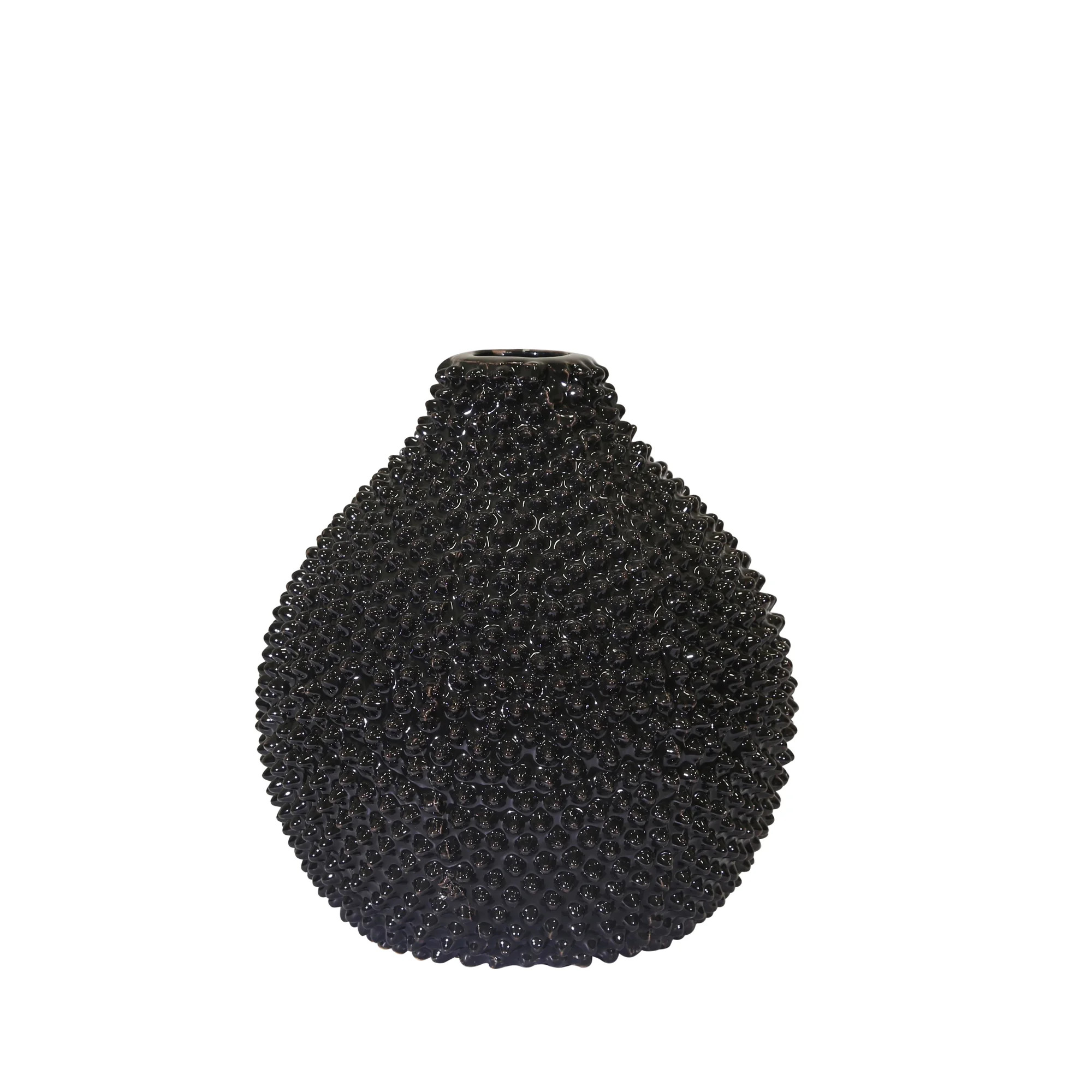 Sagebrook Home  Gloss Black Spiked Ceramic Vase 8", Round, Ceramic, Glam, 7"L X 7"W X 8"H, Solid ... | Walmart (US)