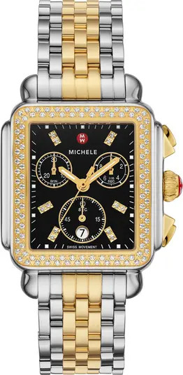 MICHELE Deco Diamond Chronograph Bracelet Watch, 35mm | Nordstrom | Nordstrom