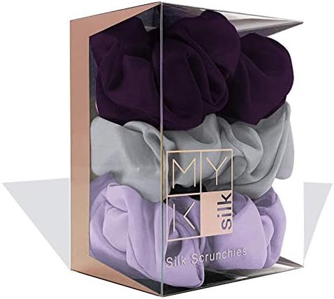 MYK Silk 100% Mulberry Silk Small Scrunchies Skinnies Set Gentle Hair Tie for Women Girls Curly H... | Amazon (US)
