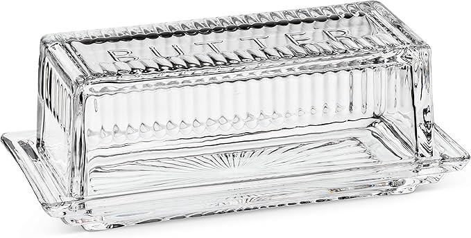 Abbott Collection Quarter Lb Glass Butter Dish with Cover, 7 inches Long, Clear | Amazon (US)