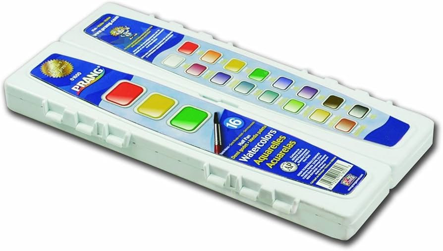 Prang Half Pan Watercolor Paint Set with Brush and Lid, Refillable, 16 Assorted Colors, (01600), ... | Amazon (US)