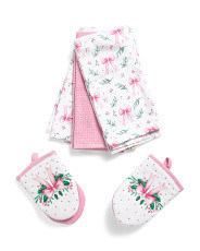 5pc Kitchen Towels And Oven Mitts Set | Marshalls