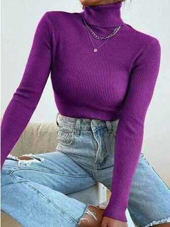 Purple Turtleneck | SHEIN
