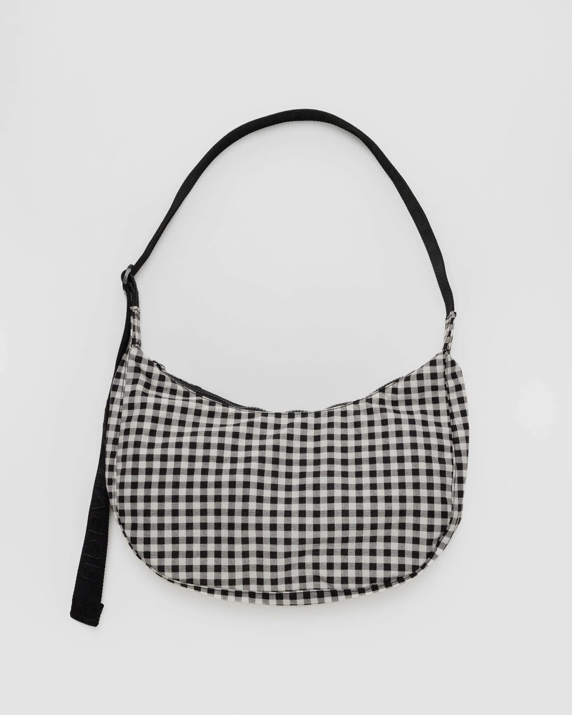 Medium Nylon Crescent Bag : Black & White Gingham - Baggu | BAGGU