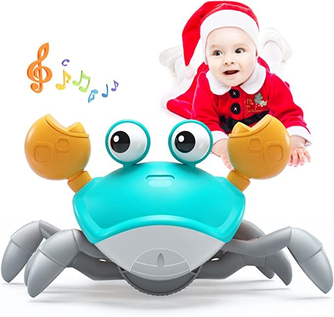Crawling Crab Baby Toy - Cute Tummy Time Sensory Crabs with Light Up Music for 0-6 6-12 Months, 1... | Amazon (US)