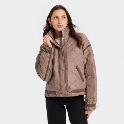 Women's Quilted Jacket - Universal Thread™ Brown L | Target