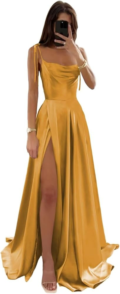 Cowl Neck Satin Long Prom Dress Yellow Prom Dress 2026 Prom 2026 Prom Dresses 2026 | Amazon (US)