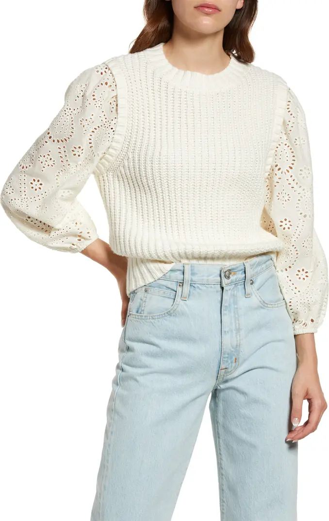 Rails Dhalia Eyelet Sleeve Sweater | Nordstrom | Nordstrom