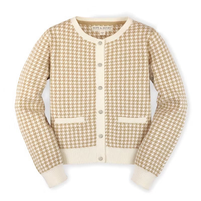 Hope & Henry Girls' Long Sleeve Classic Houndstooth Cardigan Sweater, Infant, 3-6 Months | Target