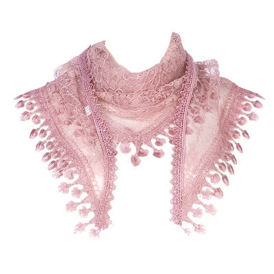 INSPIRE CHIC Women's Crochet Tassel Triangle Shawl Fashion Scarves Dusty Pink 140x45cm/55.1x17.7" | Target