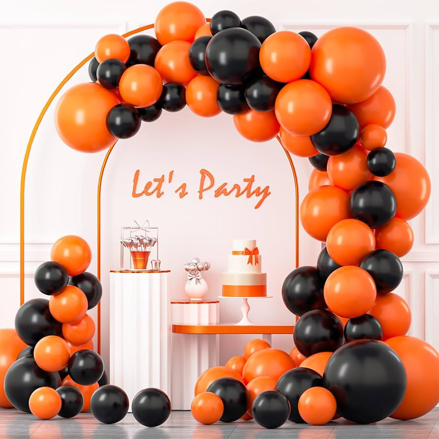 YAOWKY Black Orange Balloon Garland Arch kit,115Pcs 18 12 10 5 Inch Matte Black Orange Latex Ball... | Amazon (US)