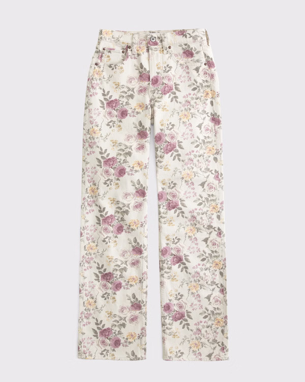 Curve Love High Rise 90s Relaxed Floral Print Jean | Abercrombie & Fitch (US)