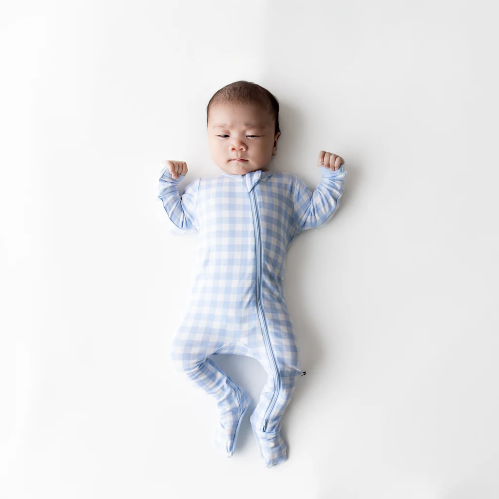 Zippered Footie in Gingham Breeze | Kyte Baby
